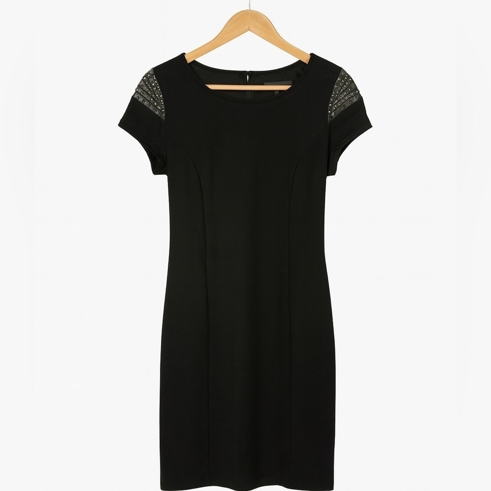 Alfani size 8 black dress with silver shoulder accents. Polyester/Rayon Blend